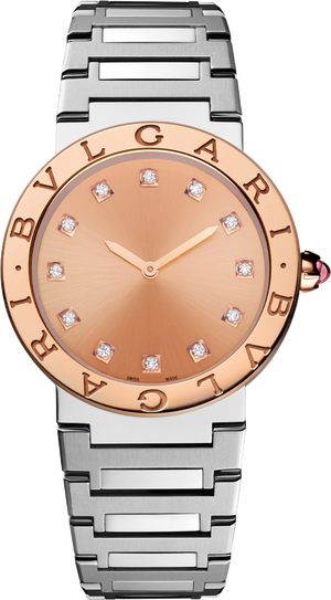 Bvlgari Bvlgari Bvlgari Resort Limited Edition Diamonds Gold Dial Silver Steel Strap Watch for Women - BVLGARI103682 Buy Now By Bvlgari