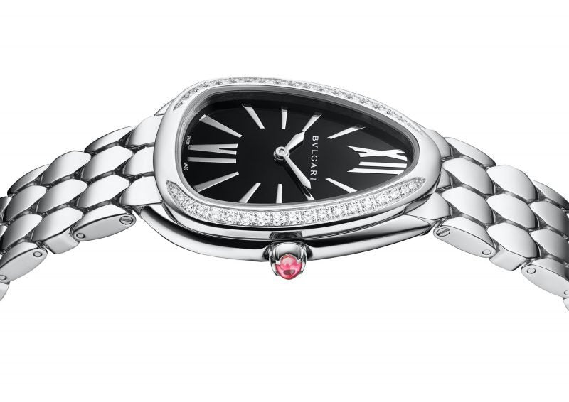 Bvlgari Serpenti Seduttori Diamonds Black Dial Silver Steel Strap Watch for Women - SERPENTI103449 Buy Now By Bvlgari