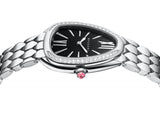 Bvlgari Serpenti Seduttori Diamonds Black Dial Silver Steel Strap Watch for Women - SERPENTI103449 Buy Now By Bvlgari