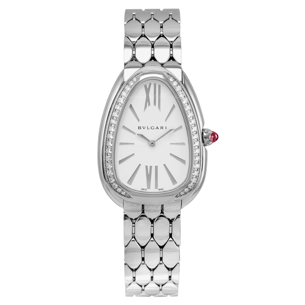 Bvlgari Serpenti Seduttori Diamonds Silver Dial Silver Steel Strap Watch for Women - SERPENTI103361 Buy Now By Bvlgari