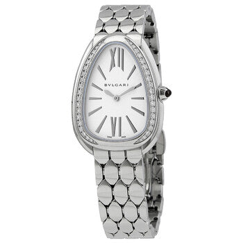 Bvlgari Serpenti Seduttori Diamonds Silver Dial Silver Steel Strap Watch for Women - SERPENTI103361 Buy Now By Bvlgari