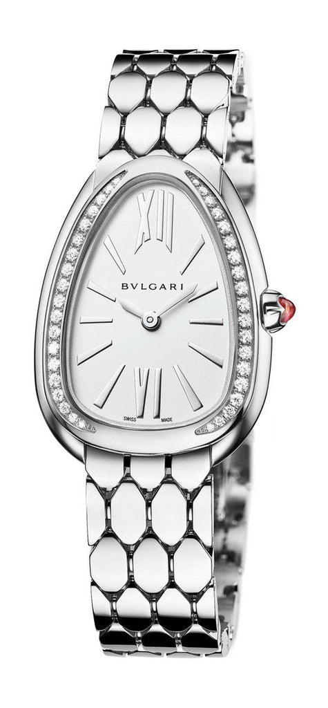 Bvlgari Serpenti Seduttori Diamonds Silver Dial Silver Steel Strap Watch for Women - SERPENTI103361 Buy Now By Bvlgari