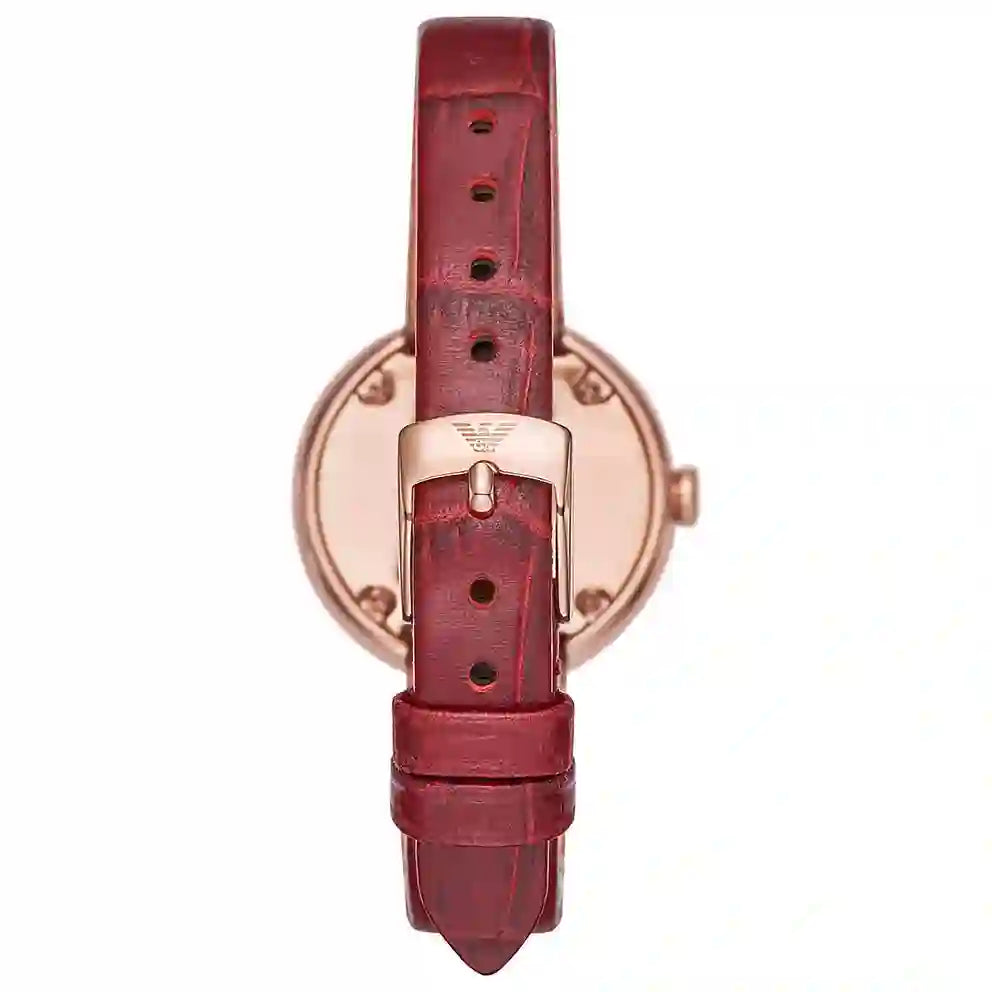 Emporio Armani Rosa Two Hand White Dial Red Leather Strap Watch For Women - AR11357 Buy Now By Emporio Armani