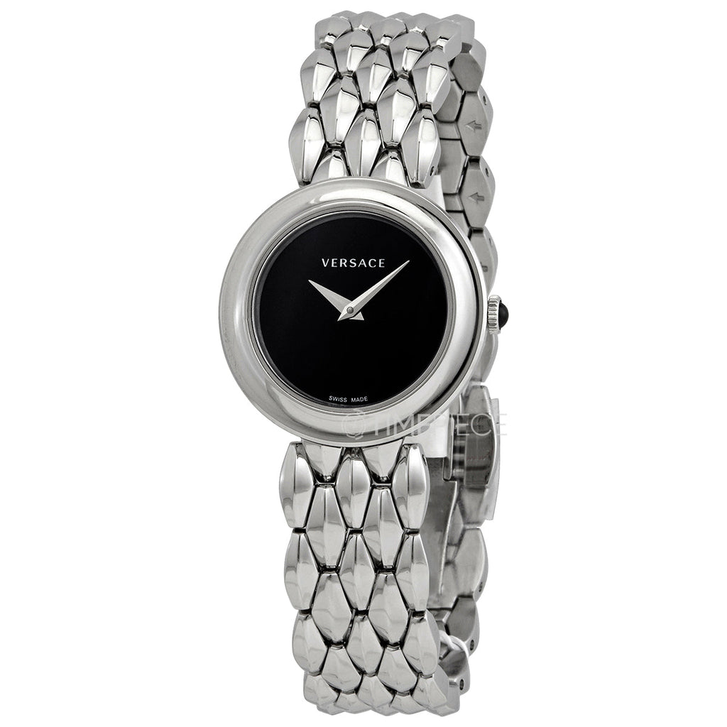 Versace V-Flare Quartz Black Dial Silver Steel Strap Watch for Women - VEBN00618 Buy Now By Versace