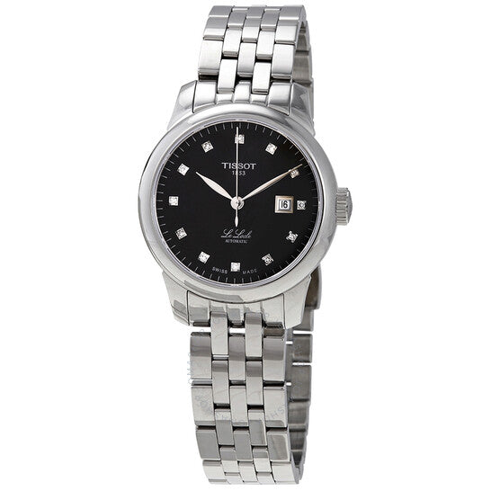 Tissot Le Locle Automatic Diamonds Mother of Pearl Black Dial Silver Steel Strap Watch For Women - T006.207.11.126.00 Buy Now By Tissot