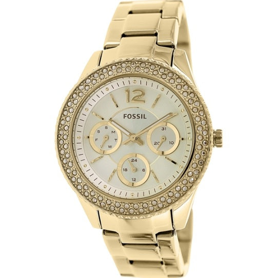Fossil Stella Multifunction Gold Dial Gold Steel Strap Watch for Women - ES3589 Buy Now By Fossil