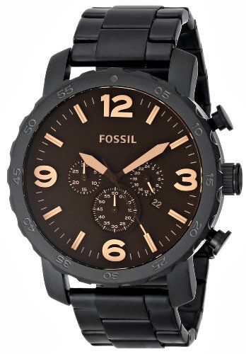 Fossil Nate Chrongraph Ion Plated Black Dial Black Steel Strap Watch for Men - JR1356 Buy Now By Fossil