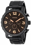 Fossil Nate Chrongraph Ion Plated Black Dial Black Steel Strap Watch for Men - JR1356 Buy Now By Fossil