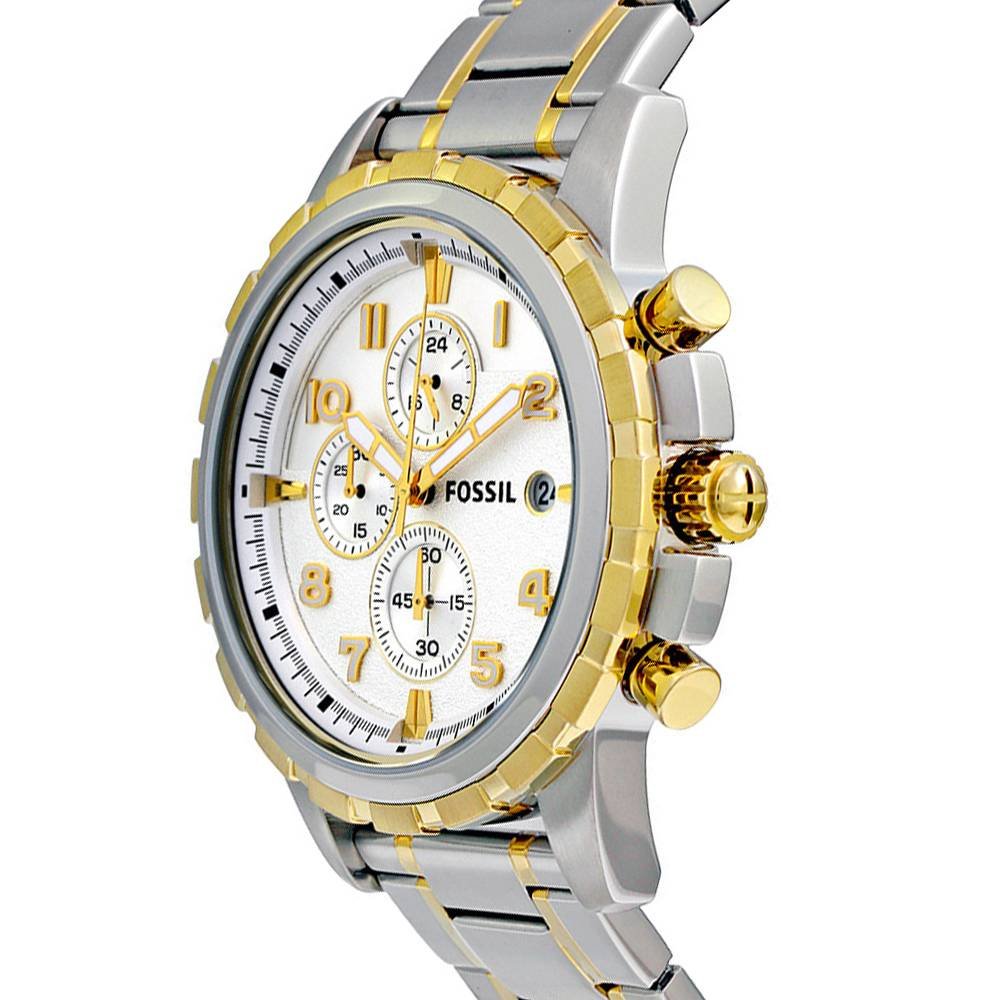 Fossil Dean Chronograph White Dial Silver Steel Strap Watch for Men - FS4795 Buy Now By Fossil
