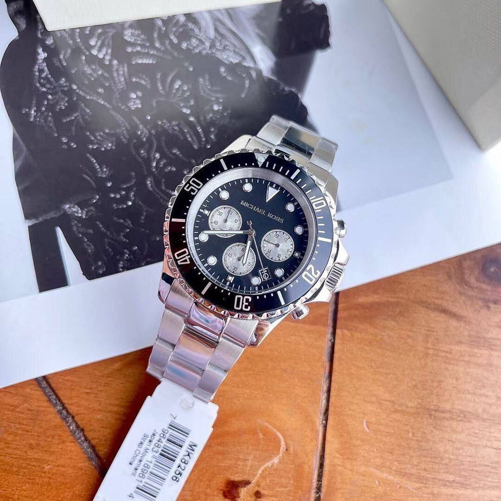 Michael Kors Everest Chronograph Black Dial Silver Steel Strap Watch For Men - MK8256 Buy Now By Michael Kors