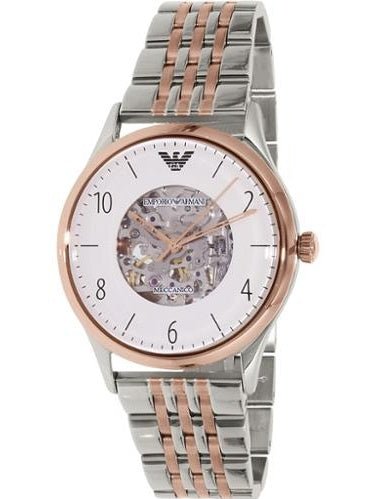 Emporio Armani Meccanico White Dial Two Tone Steel Strap Watch For Men - AR1921 Buy Now By Emporio Armani