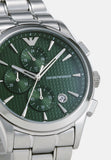 Emporio Armani Paolo Chronograph Green Dial Silver Steel Strap Watch For Men - AR11529 Buy Now By Emporio Armani