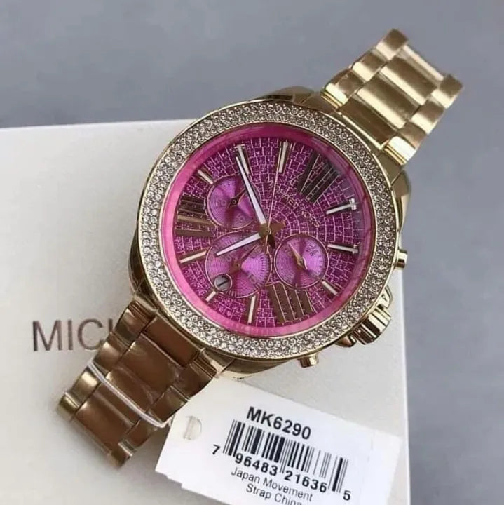 Michael Kors Wren Purple Dial Gold Steel Strap Watch for Women - MK6290 Buy Now By Michael Kors