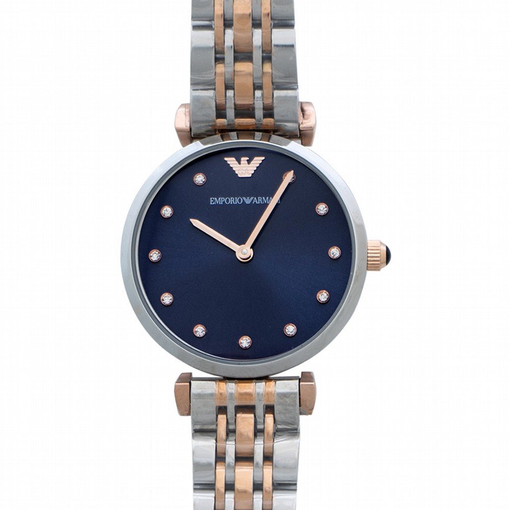 Emporio Armani Gianni T Bar Crystal Blue Dial Two Tone Steel Strap Watch For Women - AR11092 Buy Now By Emporio Armani