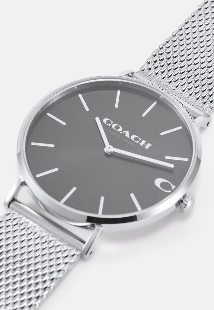 Coach Charles Black Dial Silver Mesh Bracelet Watch for Men - 14602144 Buy Now By Coach