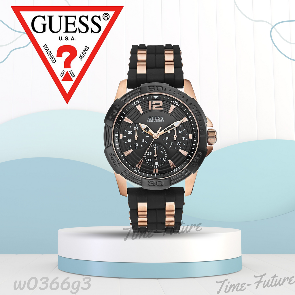 Guess Oasis Black Dial Two Tone Steel Strap Watch for Men - W0366G3 Buy Now By Guess