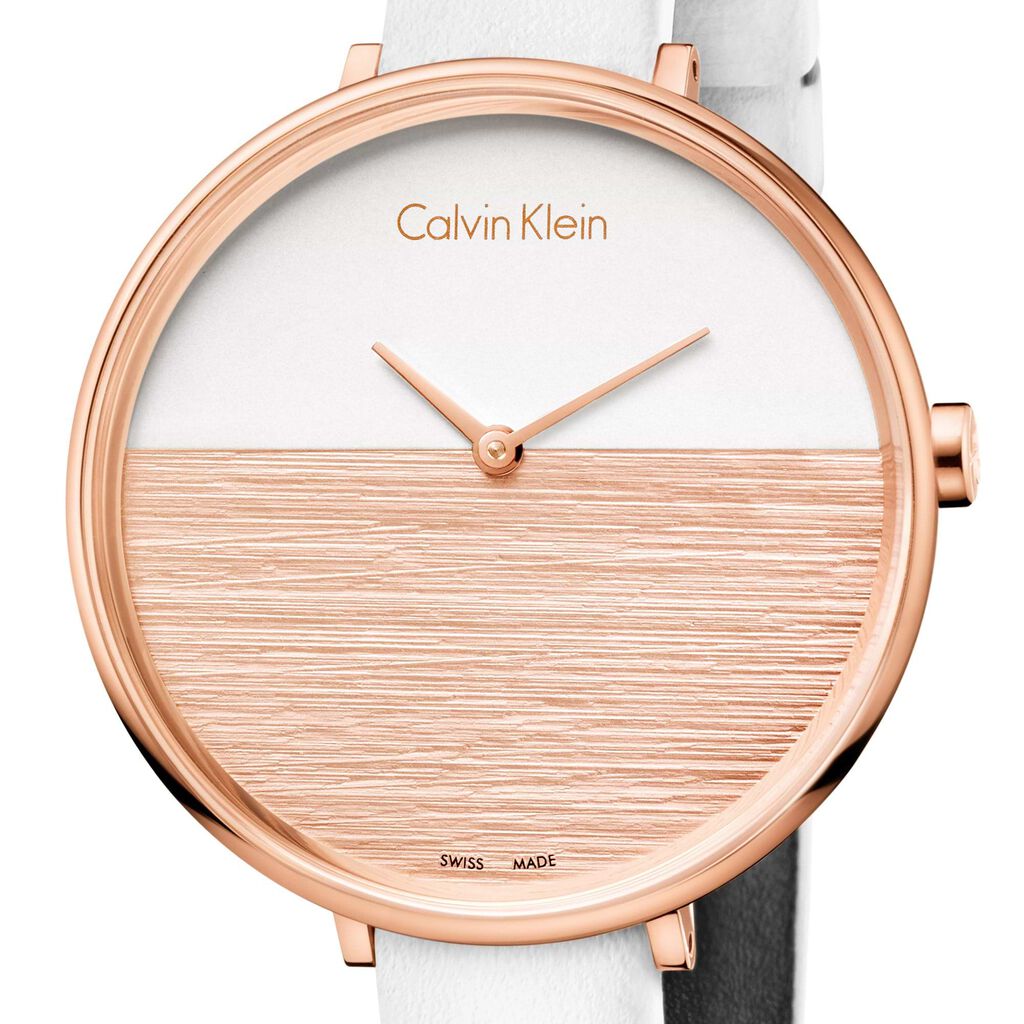 Calvin Klein Rise White Dial White Leather Strap Watch for Women - K7A236LH Buy Now By Calvin Klein