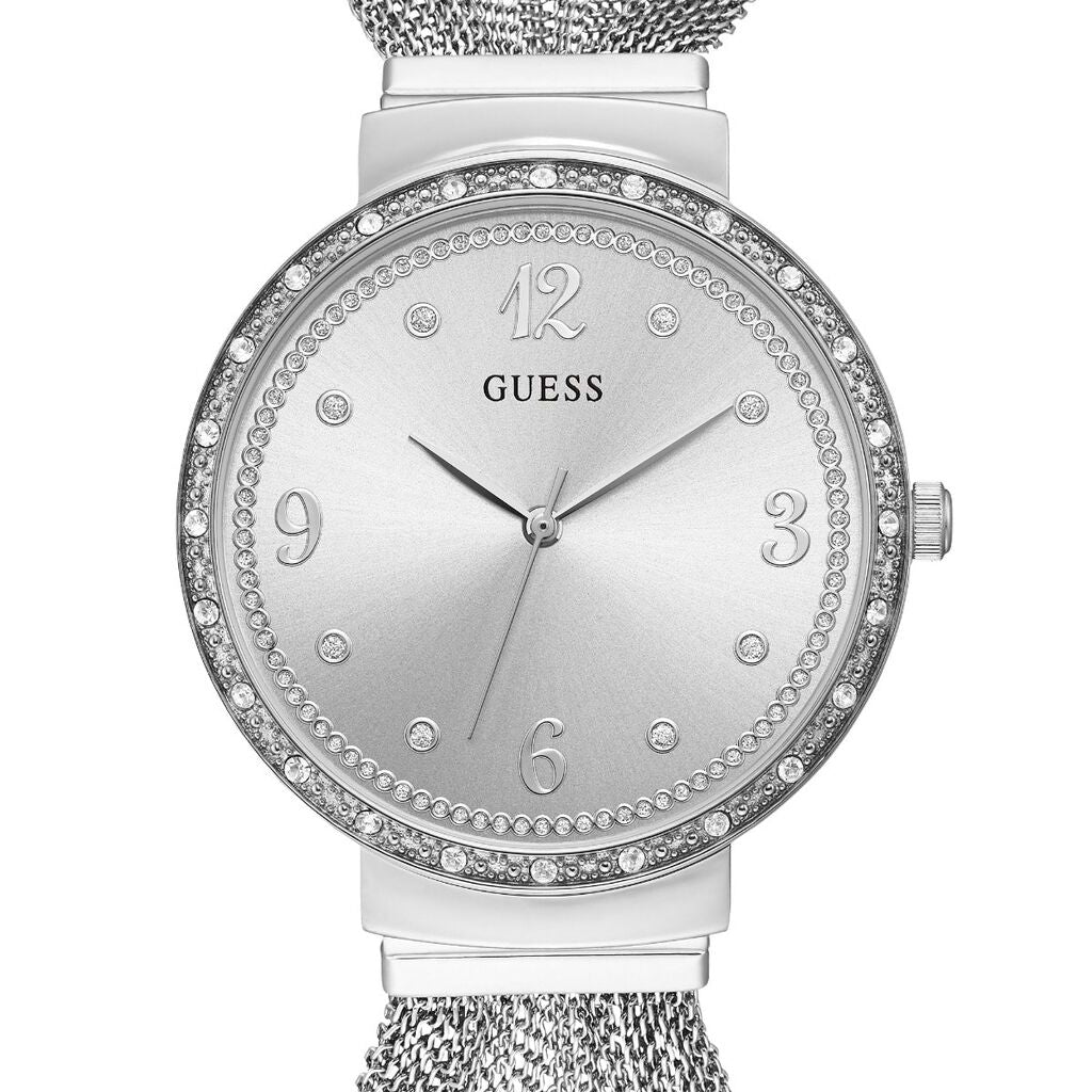 Guess Chiffon Silver Dial Silver Mesh Bracelet Watch For Women - W1083L1 Buy Now By Guess