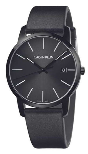 Calvin Klein City Quartz Black Dial Black Leather Strap Watch for Men - K2G2G4CX Buy Now By Calvin Klein