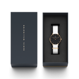 Daniel Wellington Classic Petite Dover Black Dial White NATO Strap Watch For Women - DW001000314 Buy Now By Daniel Wellington