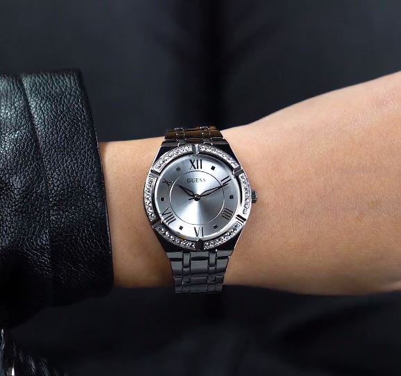 Guess Cosmo Diamonds Silver Dial Silver Steel Strap Watch For Women - GW0033L1 Buy Now By Guess