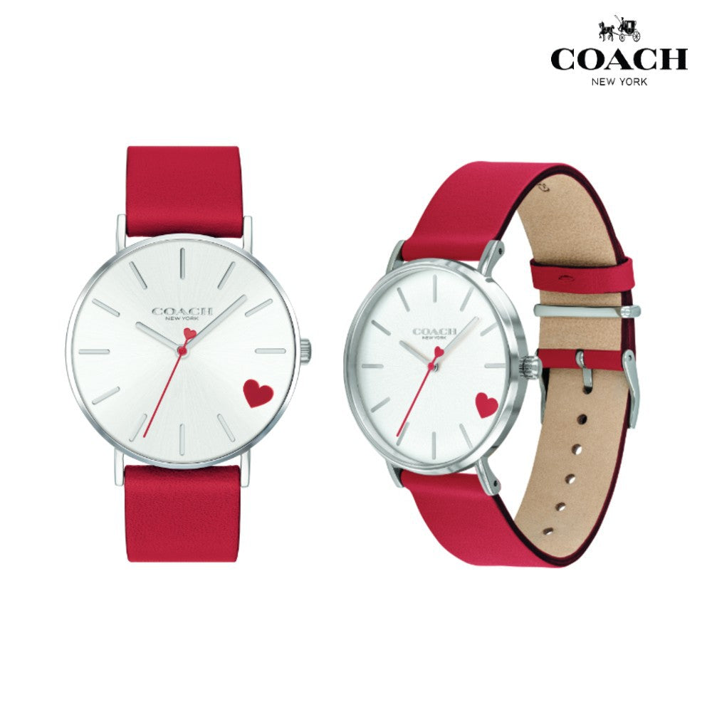 Coach Perry Silver Dial Red Leather Strap Watch for Women - 14503515 Buy Now By Coach