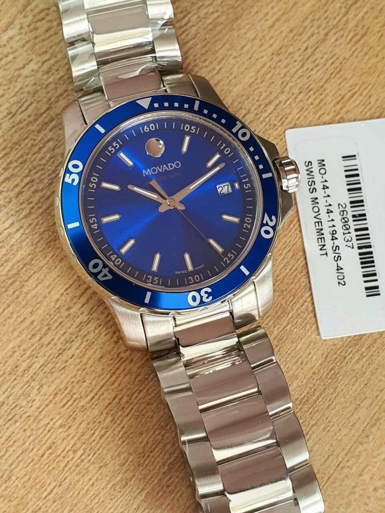 Movado Series 800 Blue Dial Silver Steel Strap Watch For Men - 2600137 Buy Now By Movado