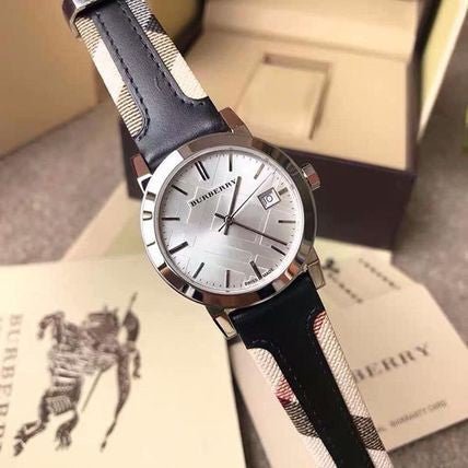 Burberry The City Gold Dial Black Leather Strap Watch for Men - BU9032 Buy Now By Burberry