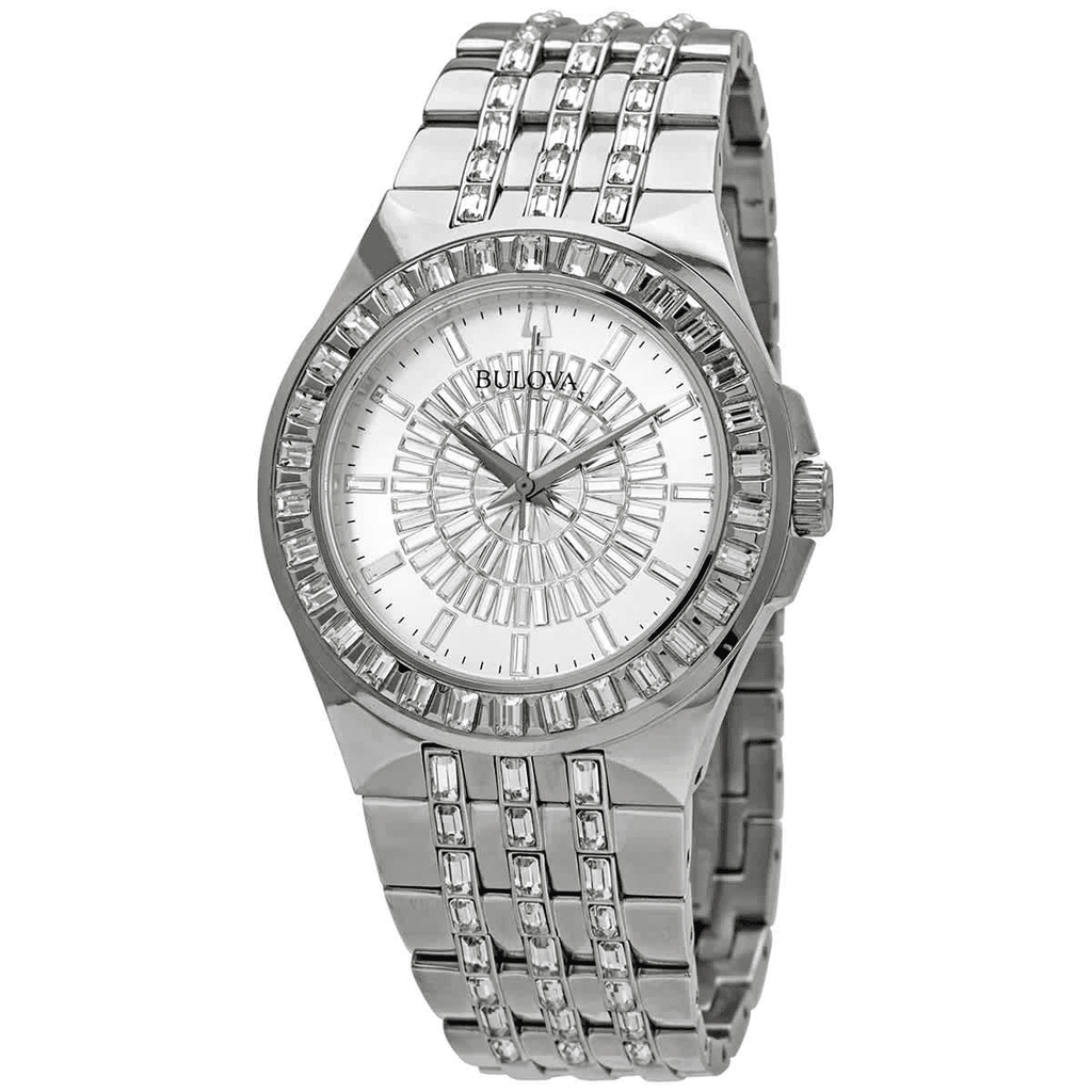 Bulova Phantom Crystal Silver Dial Silver Steel Strap Watch for Men - 96A236 Buy Now By Bulova