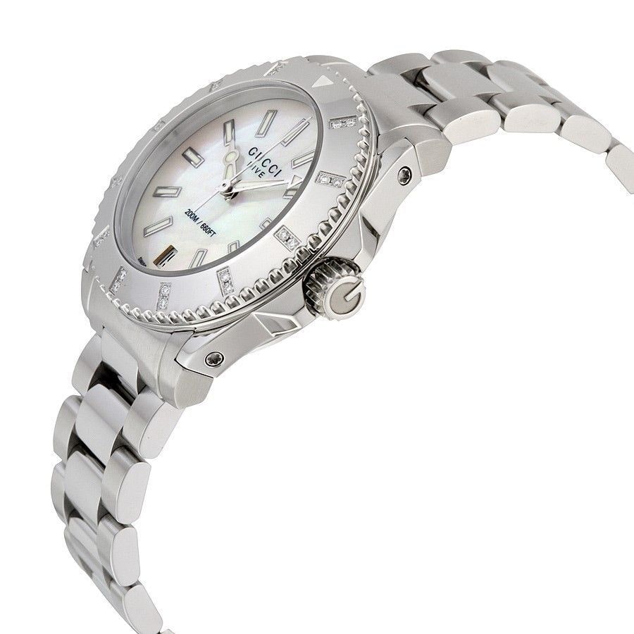 Gucci Dive Mother of Pearl Diamonds Dial Watch For Women - YA136405 Buy Now By Gucci