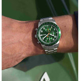 Fossil Sport Tourer Chronograph Green Dial Silver Steel Strap Watch for Men - FS6048 Buy Now By Fossil