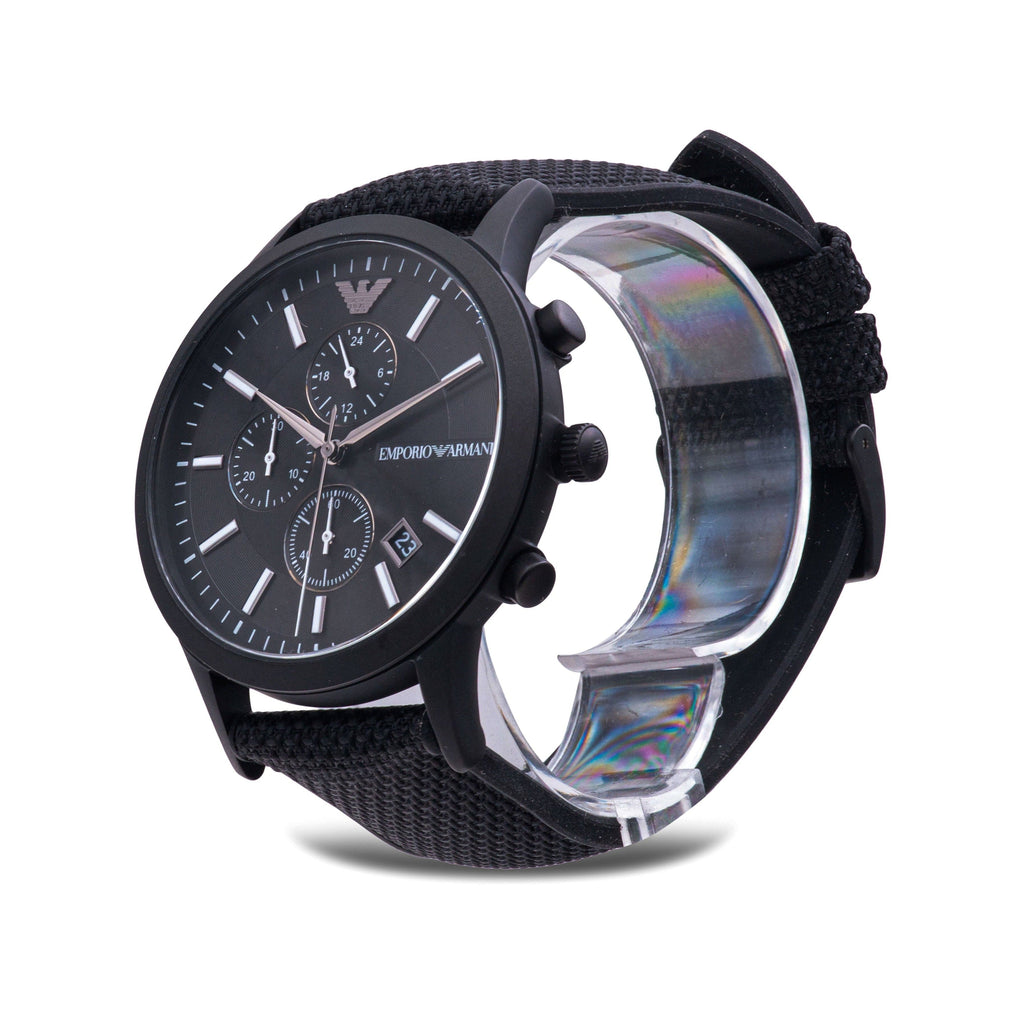 Emporio Armani Renato Chronograph Black Dial Black Nylon Strap Watch For Men - AR11457 Buy Now By Emporio Armani