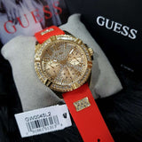 Guess Frontier Diamonds Gold Dial Red Rubber Strap Watch for Women - GW0045L2 Buy Now By Guess