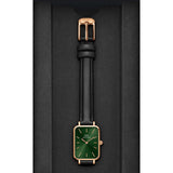 Daniel Wellington Quadro Pressed Melrose Emerald Green Dial Black Leather Strap Watch For Women - DW00100446 Buy Now By Daniel Wellington