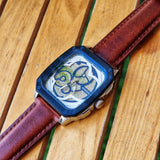 Fossil Inscription Automatic Skeleton Blue Dial Brown Leather Strap Watch for Men - BQ2571 Buy Now By Fossil