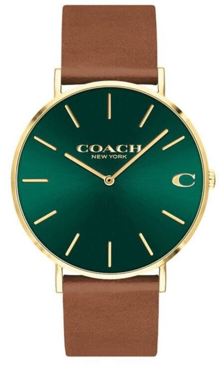 Coach Charles Green Dial Brown Leather Strap Watch for Men - 14602435 Buy Now By Coach