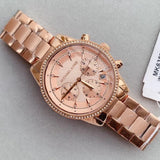 Michael Kors Ritz Chronograph Rose Gold Dial Rose Gold Steel Strap Watch for Women - MK6357 Buy Now By Michael Kors