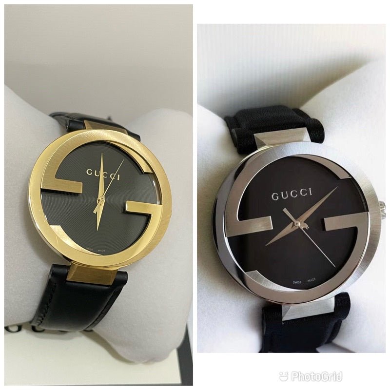 Gucci Interlocking G Iconic Black Dial Black Leather Strap Watch For Men - YA133205 Buy Now By Gucci