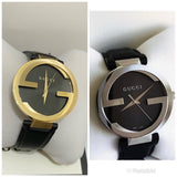 Gucci Interlocking G Iconic Black Dial Black Leather Strap Watch For Men - YA133205 Buy Now By Gucci