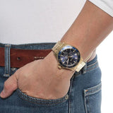 Guess Chaser Multifunction Blue Dial Gold Steel Strap Watch for Men - W0172G5 Buy Now By Guess