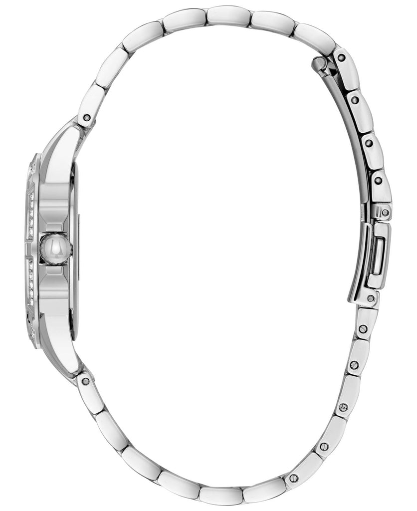 Bulova Crystal Silver Dial Silver Steel Strap Watch for Women - 96L226 Buy Now By Bulova