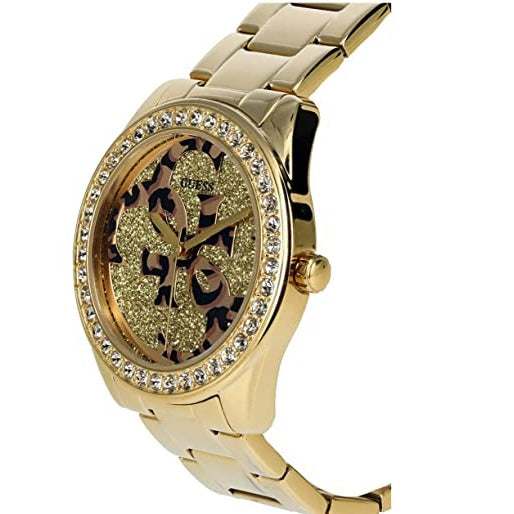 Guess G Twist Diamonds Gold Dial Gold Steel Strap Watch For Women - W1201L2 Buy Now By Guess