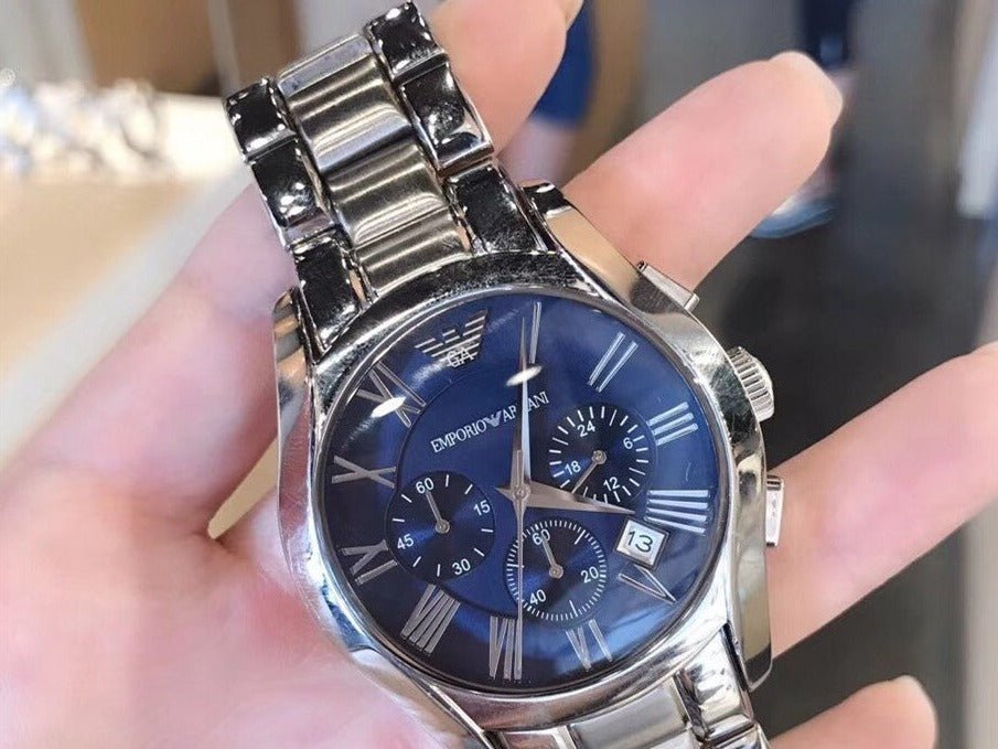 Emporio Armani Classic Blue Dial Silver Steel Strap Watch For Men - AR1635 Buy Now By Emporio Armani
