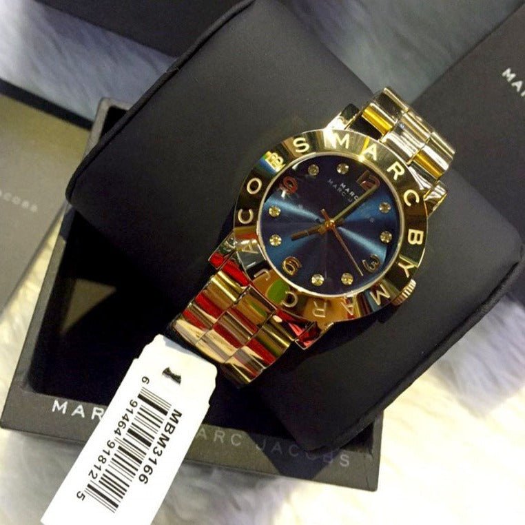 Marc Jacobs Amy Blue Dial Gold Steel Strap Watch for Women - MBM3166 Buy Now By Marc Jacobs