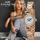 Coach Madison Crystals White Dial Rose Gold Steel Strap Watch For Women - 14502405 Buy Now By Coach
