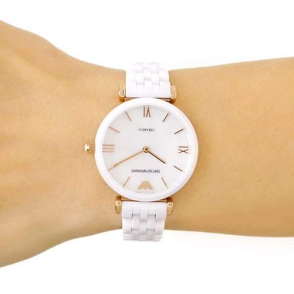 Emporio Armani Ceramica Mother of Pearl Dial White Ceramic Strap Watch For Women - AR1486 Buy Now By Emporio Armani