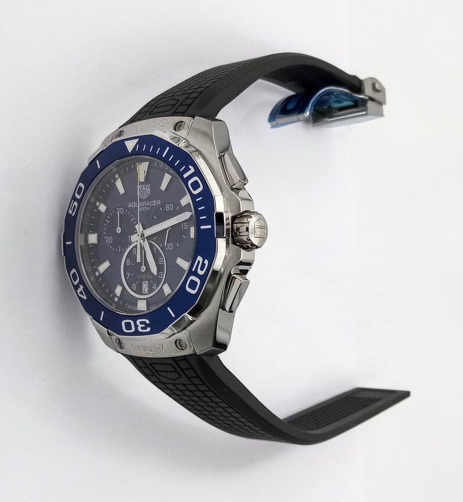 Tag Heuer Aquaracer Chronograph Blue Dial Black Rubber Strap Watch for Men - CAY111B.FT6041 Buy Now By Tag Heuer