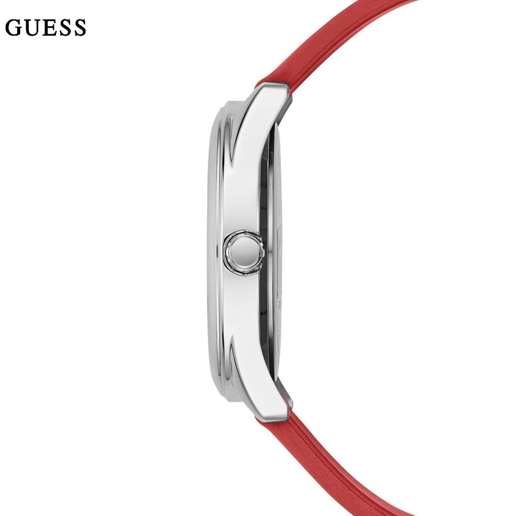 Guess G-Twist Silver Dial Red Rubber Strap Watch for Women - W0911L9 Buy Now By Guess
