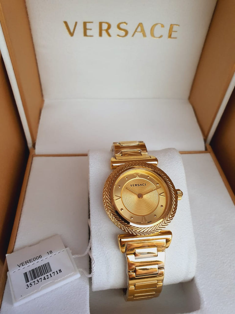 Versace V-Motif Gold Dial Gold Steel Strap Watch for Women - VERE00618 Buy Now By Versace