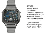 Fossil Retro Analog-Digital Black Dial Grey Steel Strap Watch for Men - FS5892 Buy Now By Fossil